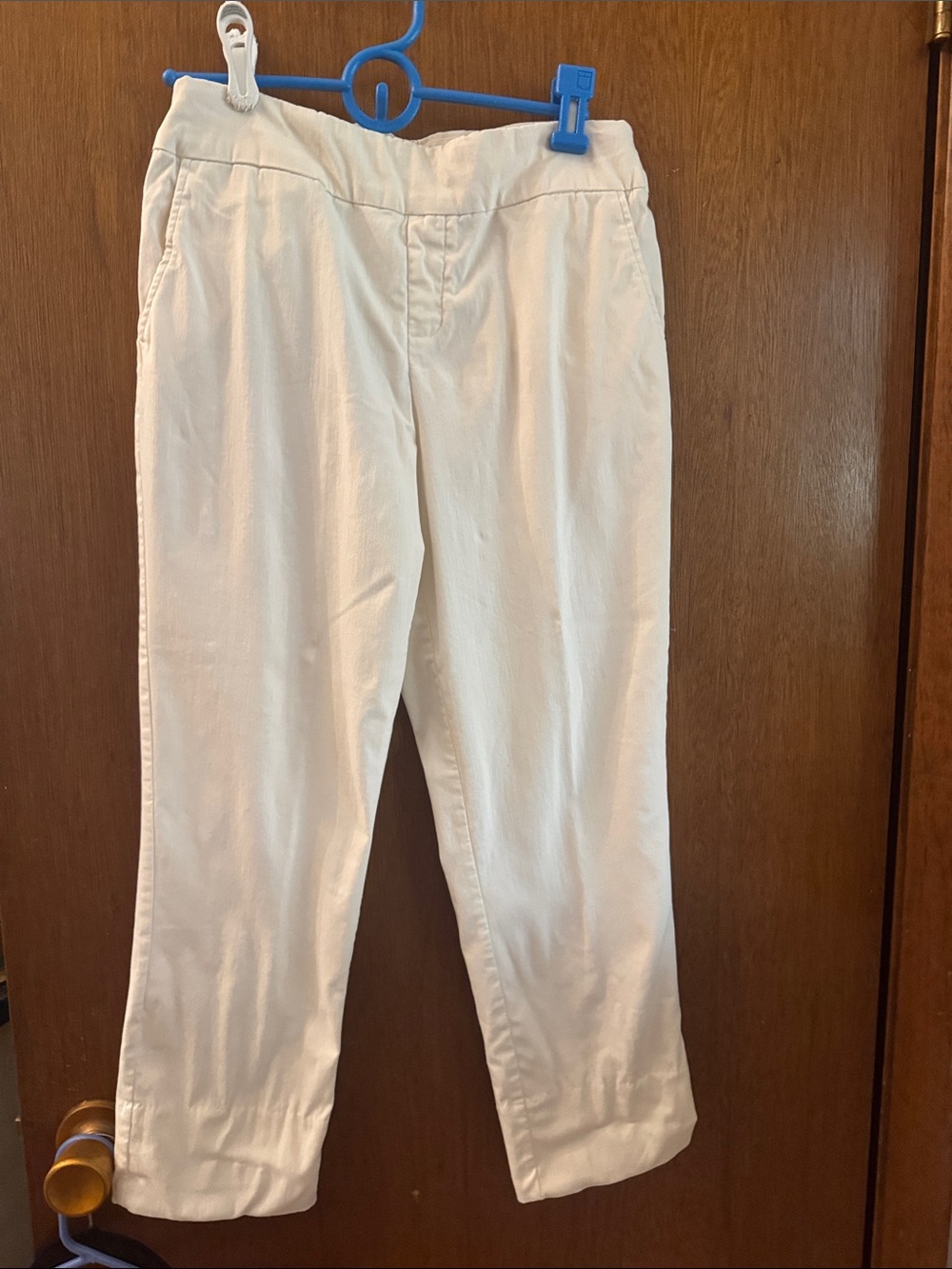 MarlaWynne Cream Cropped Straight Ankle Jeans
